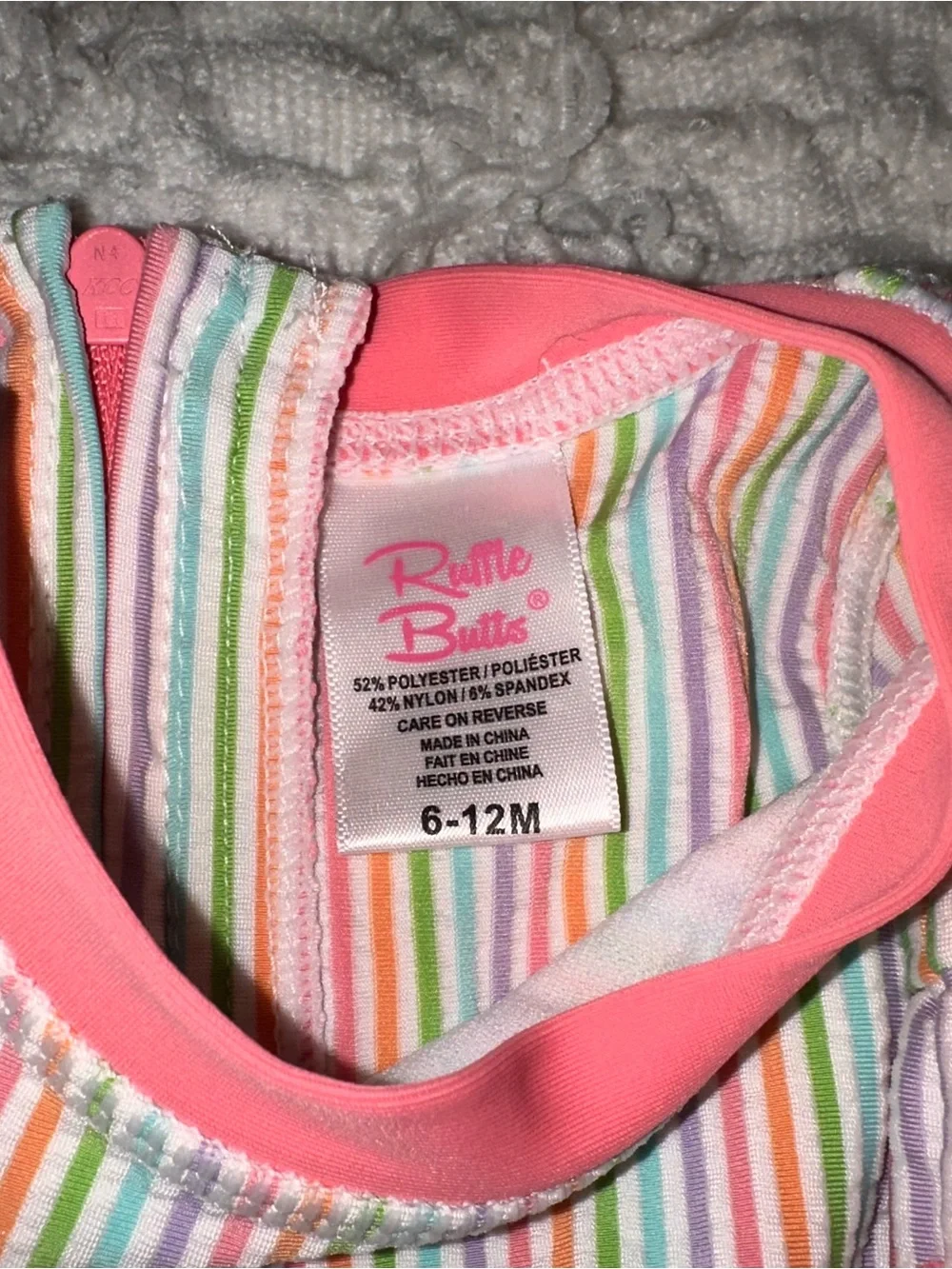 Ruffle Butts Pink Trim Rainbow Stripe Ruffle Top & Bloomers